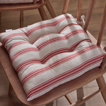 Cranberry Red Striped Seat Pads, 3 of 6
