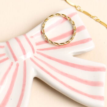 Pink Stripe Ceramic Bow Trinket Dish, 2 of 2