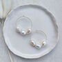 Callie Three Pearl Hoop Bridal Earrings, thumbnail 1 of 3