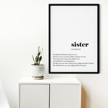 Framed Sister Definition Typography Print, 2 of 4