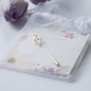 Treble Clef Silver Or Gold Lapel Pin, 4 of 11