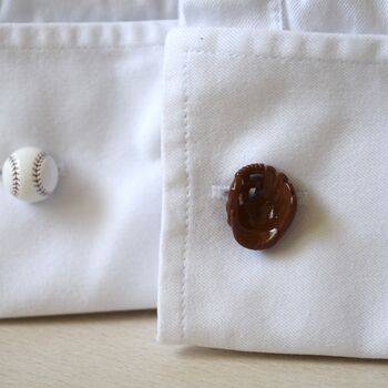 Baseball And Glove Cufflinks | 316 L Stainless Steel Sports Gift For Men, 4 of 7