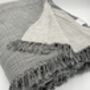 Izmir Flannel Luxury King Size Blanket Oyster Grey And Oatmeal, thumbnail 9 of 12