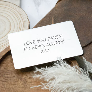 Engraved Wallet Card 'You Will Always Be My Hero', 3 of 3