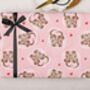 Valentine Wrapping Paper With Pink Otter Design, Three Sheet Pack, thumbnail 2 of 2