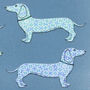 Dachshund Dog Placemat Mat, Blues And Greens, thumbnail 4 of 8