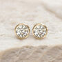 Yellow Gold Plated April Cubic Zirconia Birthstone Stud Earrings, thumbnail 6 of 8