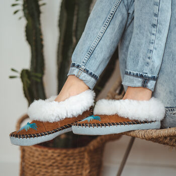 Sen Turquoise Sheepers Slippers, 3 of 10