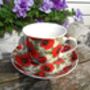 Large Cup And Saucer In Vibrant Red Poppy Design, thumbnail 4 of 8