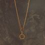 Layered Gold Circle Pendant Necklace With Double Chain, thumbnail 7 of 7