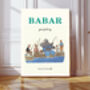 Babar Fishing Vintage Nursery Art Print, thumbnail 1 of 5