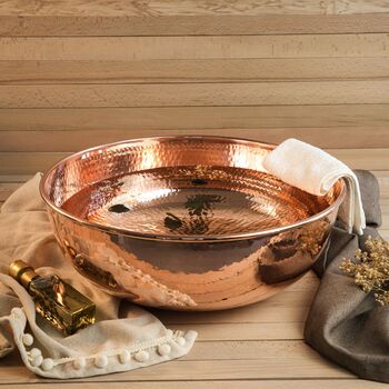 Handmade Verdigris Solid Copper Foot Spa Soaking Pedicure Bowl, 400 Mm Diameter, 5 of 12