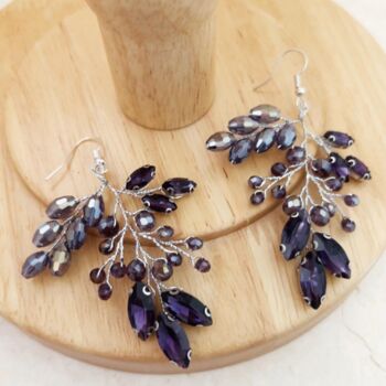 Dark Purple Crystal Statement Earrings, 4 of 5