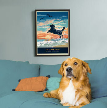 Limited Edition Seaside Golden Retriever Gift Print, 2 of 12