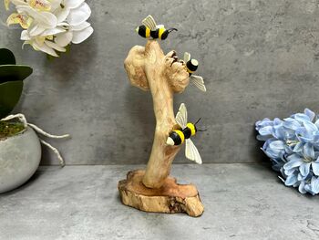 Hand Painted Bumblebee Ornament Wooden Bee Decor Gift, 6 of 8