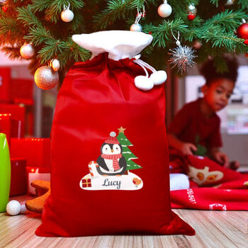 Christmas Penguin Sack Personalised With Child's Name, 2 of 2