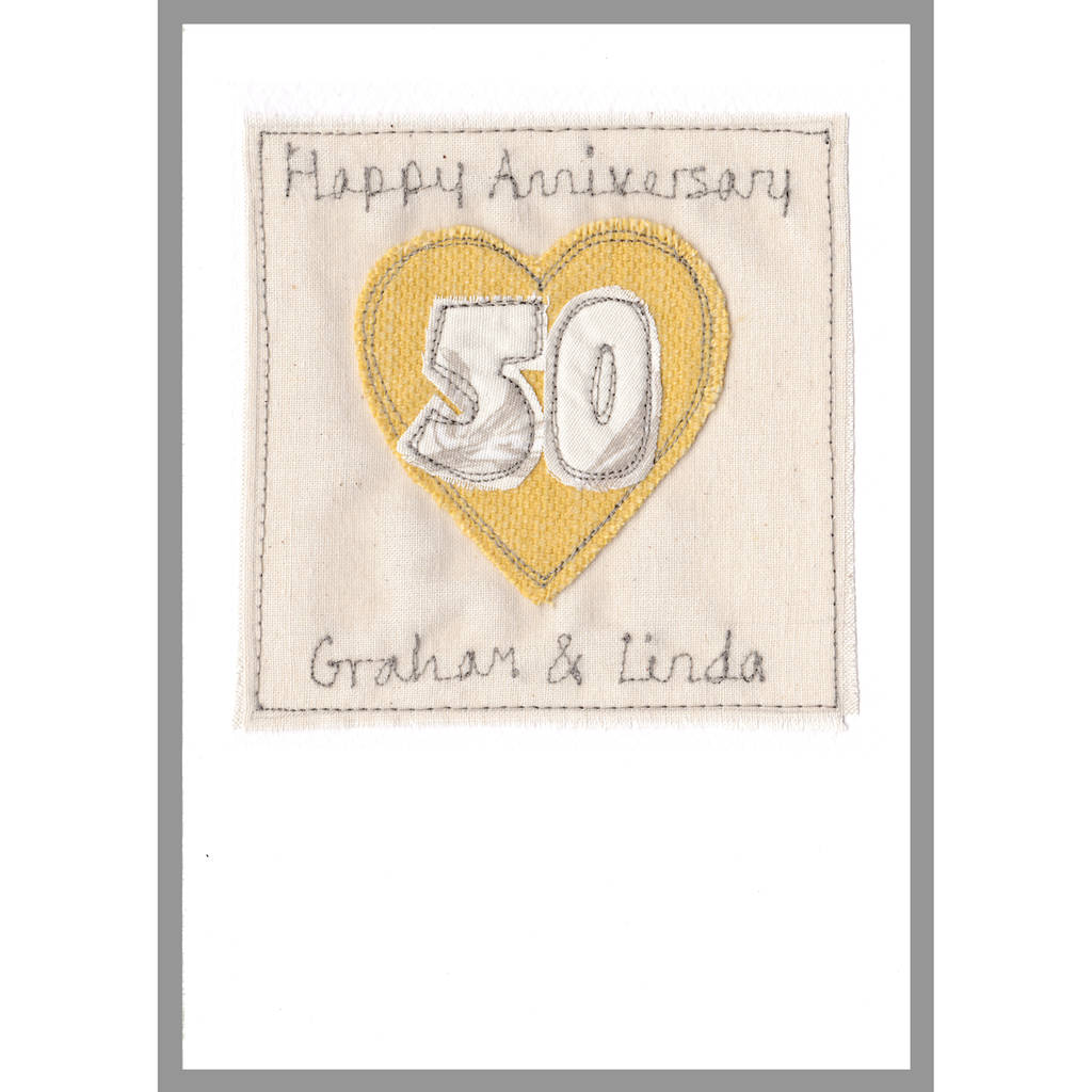Personalised Golden 50th Wedding Anniversary Card By milly and pip ...
