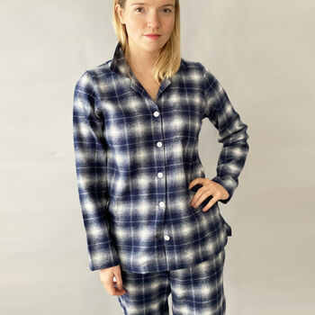 Brushed Cotton Blue And White Check Pyjamas, 2 of 5