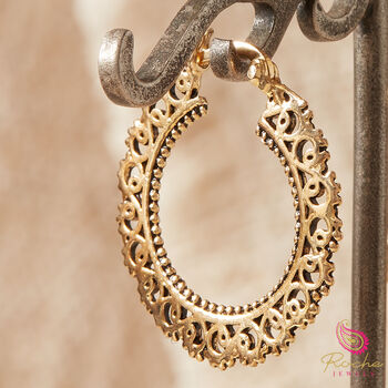 Skinny Gold And Silver Filigree Ethnic Boho Hoop Earrings, 7 of 11