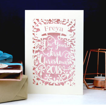 Personalised 'First Christmas' Papercut Card, 2 of 4