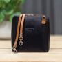 Leather Cross Body Handbag In Black And Tan, thumbnail 3 of 3