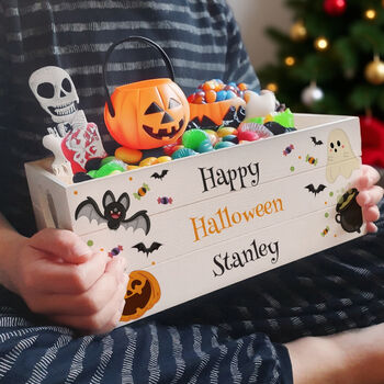 Personalised Halloween Halloween Small Wooden Treats C…, 3 of 5