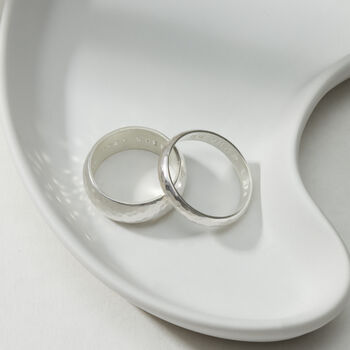 Personalised Matching Sterling Silver Hammered Rings, 2 of 3