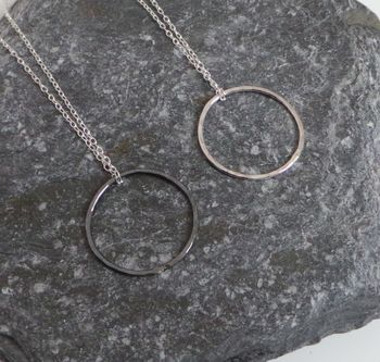 Circle Hammered Sterling Silver Necklace, 2 of 6