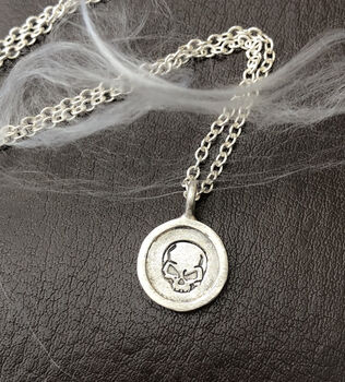 Sterling Silver Mini Angry Skull Charm Necklace, 6 of 12