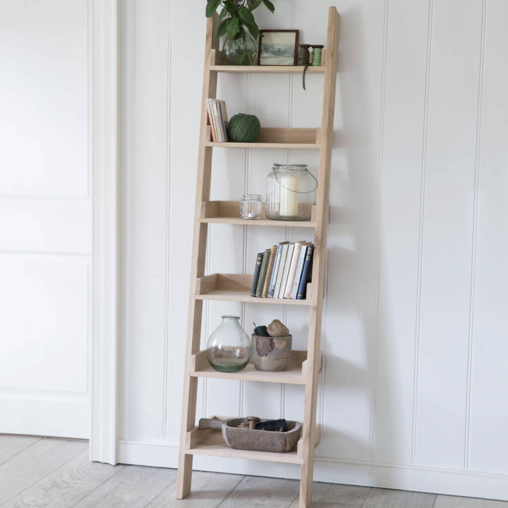 Raw Oak Shelf Ladder