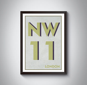 Nw11 Barnet London Typography Postcode Print, 7 of 10