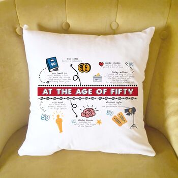 Personalised 50th Birthday Cushion Gift, 9 of 12