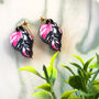 Pink Philodendron Leaf Plant Earrings, thumbnail 2 of 12