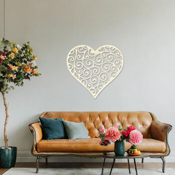 Wooden Swirl Heart Wall Art Gift For Home Or Anniversary, 7 of 9