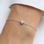 Dainty Solitaire Diamond Bracelet Silver, thumbnail 1 of 9