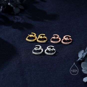 Single Piercing Double Hoop Effect Earrings, 2 of 11