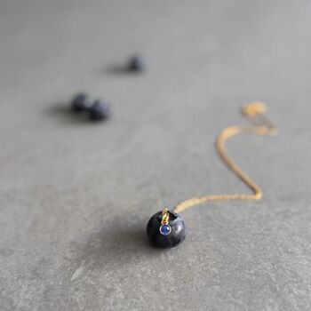 September Birthstone Sapphire Gold Plated Necklace, 2 of 8