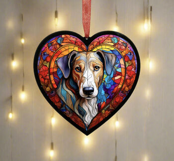Lurcher Stained Glass Effect Heart Suncatcher, 3 of 5
