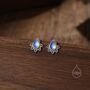 Sterling Silver Droplet Moonstone Crown Stud Earrings, thumbnail 1 of 11