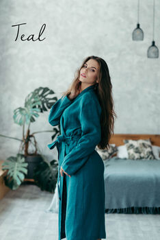 Women’s Linen Spa Robe | Natural Loungewear, 12 of 12