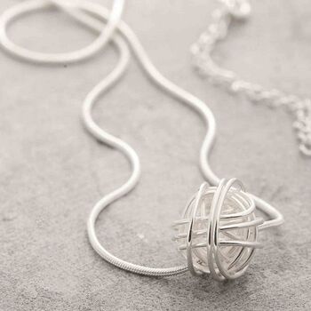 Intricately Woven Sterling Silver Nest Inspired Long Drop Earrings, 4 of 11
