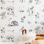 Woodland Creatures Wallpaper In Putty Sample, thumbnail 1 of 4