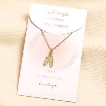 Feather Pendant Carded Necklace In Gold Or Silver, 2 of 3