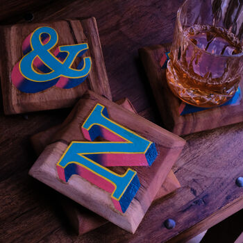 Custom Initial Letter Hand Painted Wooden Coaster, 8 of 9