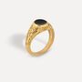 Gold Signet Noir Vintage Style Patterned Band Ring For Men, thumbnail 10 of 12
