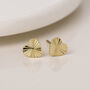 Gold Plated Sterling Silver Sunburst Heart Stud Earrings – 7mm, thumbnail 4 of 8