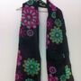 Silk Scarf Long Scarf Floral Black And Pink, thumbnail 2 of 2