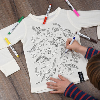 Personalised Dinosaur Colour In Top With Fabric Pens, 2 of 10