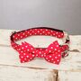 The York Red Pink White Spotty Dog Collar Bow Tie, thumbnail 7 of 12