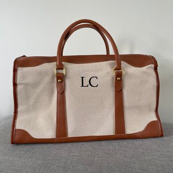 Personalised Lily Canvas And Faux Leather Holdall Duffle Bag, 4 of 9